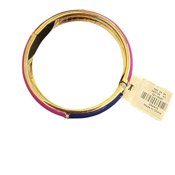 Talbot Gold and Pink Enamel Bangle Bracelet - Picture 2 of 14